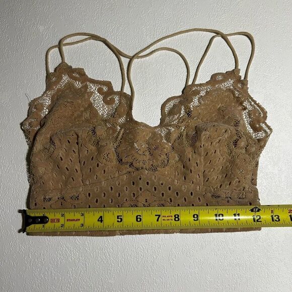 Tan Lace Bralette with Double Straps | Boho Style | Adjustable - Picture 6 of 7
